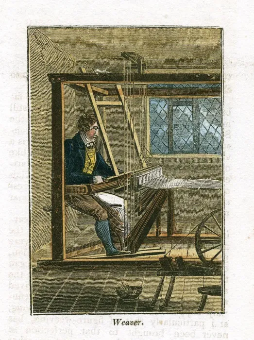 Framed Print : Weaver at his loom, 1823 Framed Print : Weaver at his loom, 1823