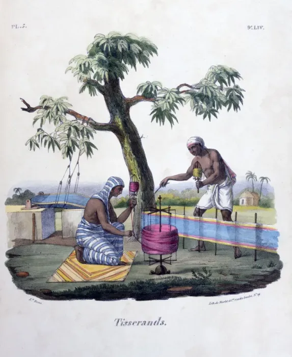 Framed Print : Weavers, 1828. Artist: Marlet et Cie Framed Print : Weavers, 1828. Artist: Marlet et Cie