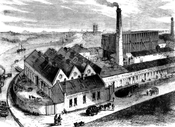 Framed Print : Webbs chemical factory, Diglis, Worcestershire, c1860 Framed Print : Webbs chemical factory, Diglis, Worcestershire, c1860