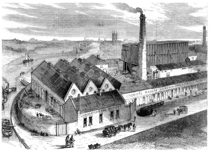 Framed Print : Webbs chemical factory, Diglis, Worcestershire, 1869 Framed Print : Webbs chemical factory, Diglis, Worcestershire, 1869