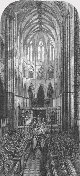Framed Print : A Wedding at the Abbey, 1872. Creator: Gustave Doré Framed Print : A Wedding at the Abbey, 1872. Creator: Gustave Doré
