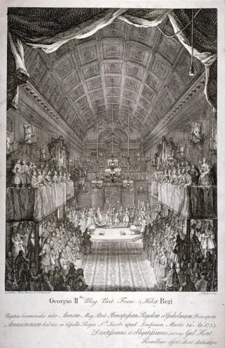 Framed Print : Wedding of Anne, Princess Royal, and William IV of Orange, St Jamess Palace, London, 1733 Framed Print : Wedding of Anne, Princess Royal, and William IV of Orange, St Jamess Palace, London, 1733