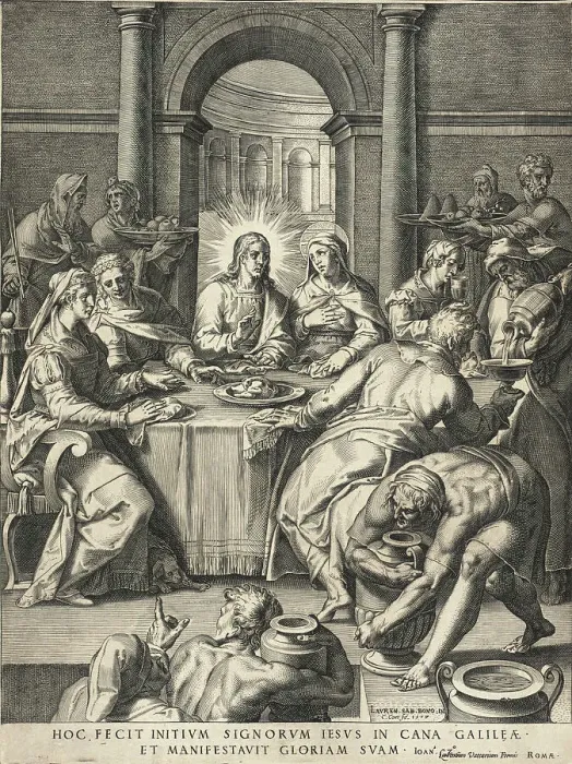 Framed Print : The Wedding at Cana, 1577. Creator: Cornelis Cort Framed Print : The Wedding at Cana, 1577. Creator: Cornelis Cort