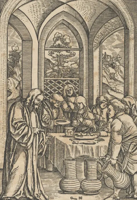 Framed Print : The Wedding at Cana, from The Life of Christ, ca. 1511-12 Framed Print : The Wedding at Cana, from The Life of Christ, ca. 1511-12