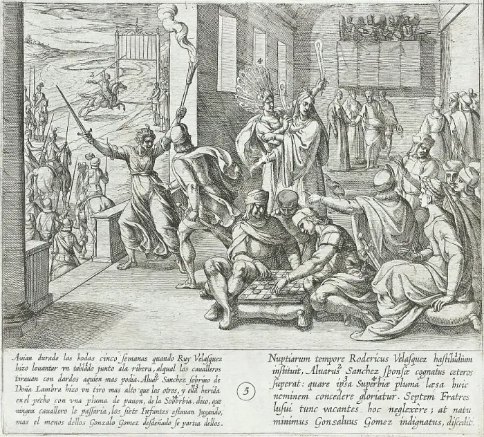 Framed Print : During the Wedding Celebration, Doña Lambra Defies the Knights to Surpass Her Nephew in the... 1612 Creator: Antonio Tempesta Framed Print : During the Wedding Celebration, Doña Lambra Defies the Knights to Surpass Her Nephew in the... 1612 Creator: Antonio Tempesta
