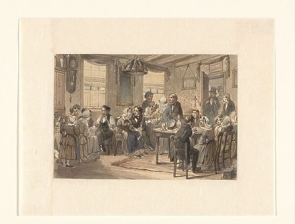 Wedding celebration in a Frisian family home, 1833-1890. Creator: Johan Coenraad Leich