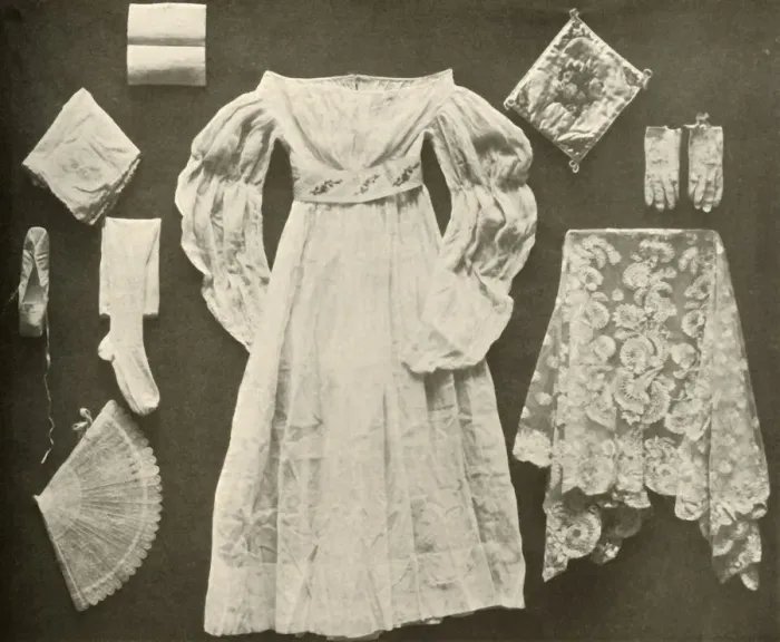Framed Print : Wedding costume of Miss Sara Hayes, of Philadelphia, c1750, (1937). Creator: Unknown Framed Print : Wedding costume of Miss Sara Hayes, of Philadelphia, c1750, (1937). Creator: Unknown