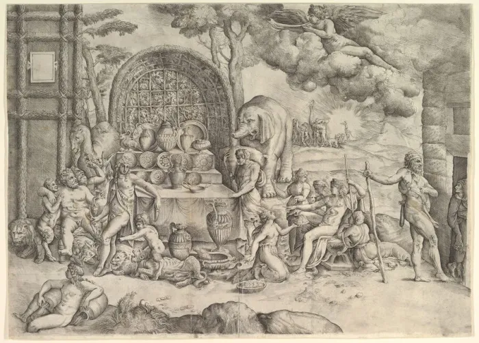 Framed Print : The Wedding of Cupid and Psyche (right panel), ca. 1530-61 Framed Print : The Wedding of Cupid and Psyche (right panel), ca. 1530-61