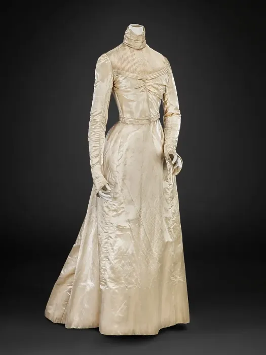 Framed Print : Wedding Dress (Bodice, Skirt), 1890-1900. Creator: Unknown Framed Print : Wedding Dress (Bodice, Skirt), 1890-1900. Creator: Unknown