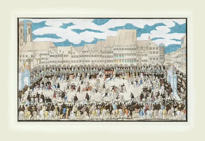 Framed Print : The wedding of Duke Wilhelm V of Bavaria to Renata of Lorraine on February 21, 1568, 1568. Creator: Solis, Nikolaus (1541-1583) Framed Print : The wedding of Duke Wilhelm V of Bavaria to Renata of Lorraine on February 21, 1568, 1568. Creator: Solis, Nikolaus (1541-1583)