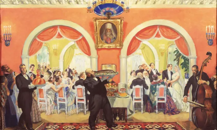 Framed Print : The Wedding Feast, 1917. Artist: Kustodiev, Boris Michaylovich (1878-1927) Framed Print : The Wedding Feast, 1917. Artist: Kustodiev, Boris Michaylovich (1878-1927)