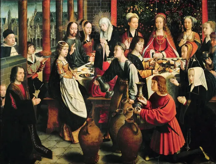 Framed Print : The Wedding Feast at Cana, c. 1500. Creator: David, Gerard (ca. 1460-1523) Framed Print : The Wedding Feast at Cana, c. 1500. Creator: David, Gerard (ca. 1460-1523)
