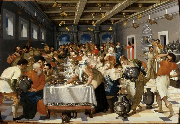 Framed Print : The Wedding Feast at Cana, c1565-1570. Creator: Damaskenos (Damaskinos), Michael (1530 / 35-1592 / 93) Framed Print : The Wedding Feast at Cana, c1565-1570. Creator: Damaskenos (Damaskinos), Michael (1530 / 35-1592 / 93)