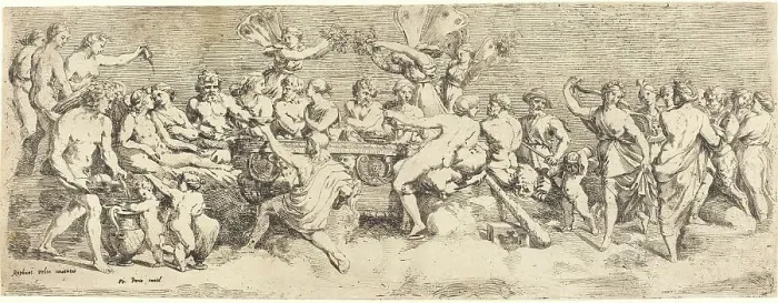 Framed Print : The Wedding Feast of Cupid and Psyche, c. 1635. Creator: François Perrier Framed Print : The Wedding Feast of Cupid and Psyche, c. 1635. Creator: François Perrier