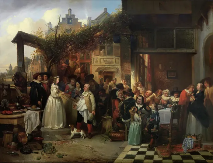 Framed Print : Wedding in Flanders in the Seventeenth Century, 1839. Creator: Jan August Hendrik Leys Framed Print : Wedding in Flanders in the Seventeenth Century, 1839. Creator: Jan August Hendrik Leys