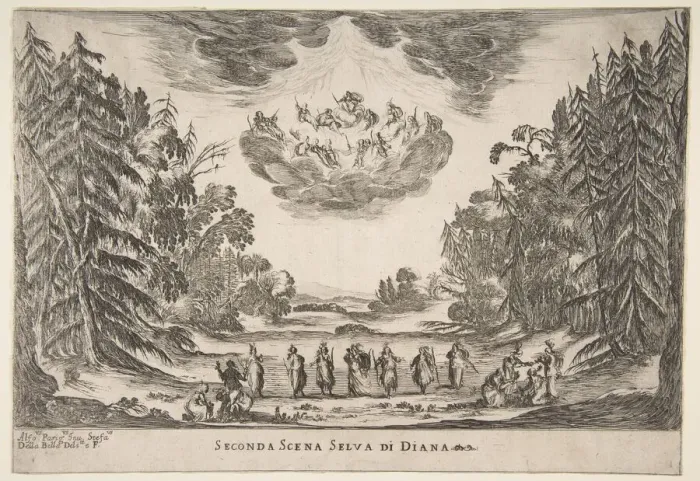 Framed Print : The Wedding of the Gods: Second Scene, Diana, 1637. Creator: Stefano della Bella Framed Print : The Wedding of the Gods: Second Scene, Diana, 1637. Creator: Stefano della Bella