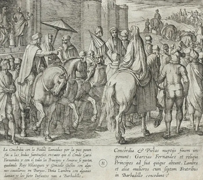 Framed Print : Wedding Guests Depart from Burgos. Gonzalo Gustos Remains with Ruy Velazquez While the... 1612. Creator: Antonio Tempesta Framed Print : Wedding Guests Depart from Burgos. Gonzalo Gustos Remains with Ruy Velazquez While the... 1612. Creator: Antonio Tempesta