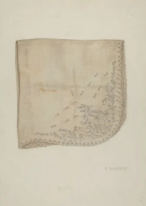 Framed Print : Wedding Handkerchief, c. 1939. Creator: Eleanor Gausser Framed Print : Wedding Handkerchief, c. 1939. Creator: Eleanor Gausser