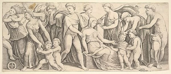 The wedding of Jason and Creusa, at left Medea takes her children, 1530-60
