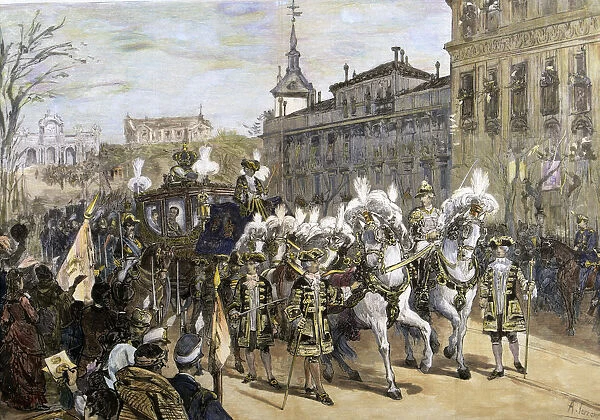 Wedding Maria de las Mercedes, royal entourage, Alfonso XII, King of Spain (1857-1885)