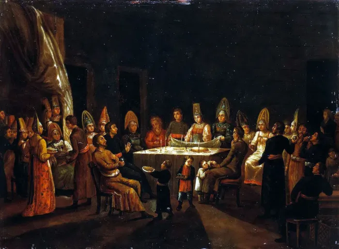 Framed Print : Wedding in a Merchants House, First quarter of 19th cen Artist: Anonymous Framed Print : Wedding in a Merchants House, First quarter of 19th cen Artist: Anonymous