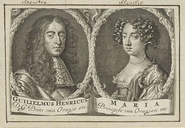 Wedding portrait of Willem III and Mary II Stuart, 1688