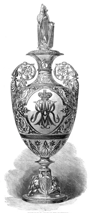 Framed Print : Wedding presents from the Queen to the Princess of Wales: silver vase... 1864. Creator: Unknown Framed Print : Wedding presents from the Queen to the Princess of Wales: silver vase... 1864. Creator: Unknown