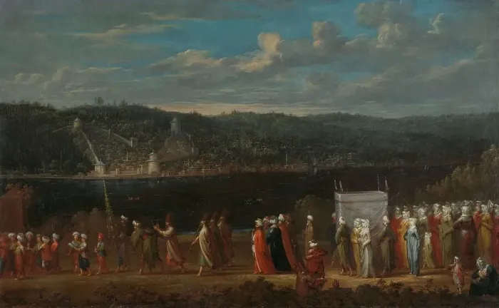 Framed Print : Wedding procession on the Bosphorus, c.1720-c.1737. Creator: Jean Baptiste Vanmour Framed Print : Wedding procession on the Bosphorus, c.1720-c.1737. Creator: Jean Baptiste Vanmour