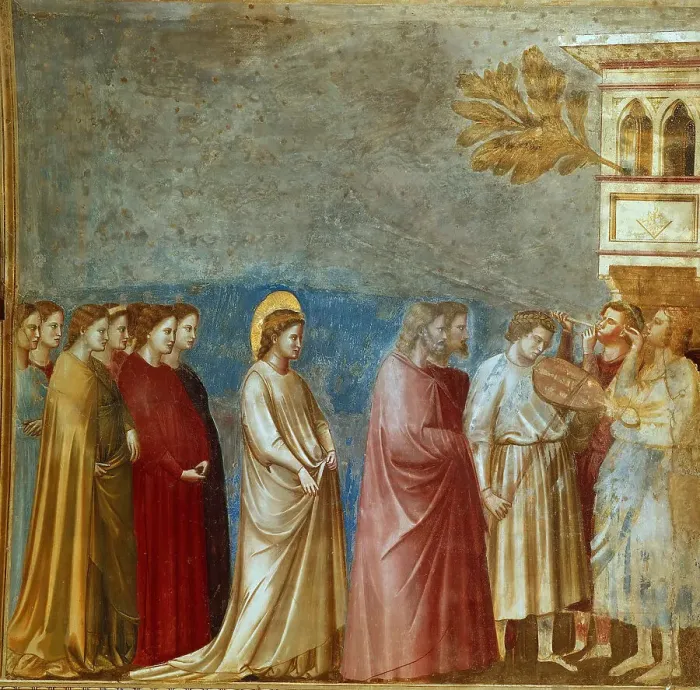 Framed Print : Wedding Procession (From the cycles of The Life of the Blessed Virgin Mary), 1304-1306. Creator: Giotto di Bondone (1266-1377) Framed Print : Wedding Procession (From the cycles of The Life of the Blessed Virgin Mary), 1304-1306. Creator: Giotto di Bondone (1266-1377)