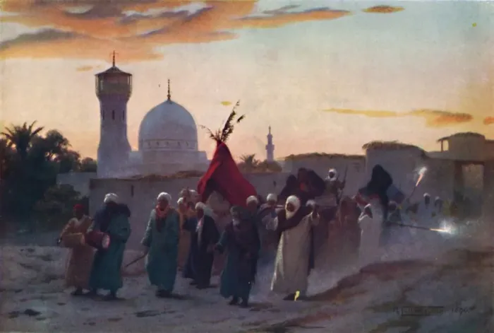 Framed Print : A Wedding Procession at Menzala: The Home-Coming of the Bride, c1880, (1904). Artist: Robert George Talbot Kelly Framed Print : A Wedding Procession at Menzala: The Home-Coming of the Bride, c1880, (1904). Artist: Robert George Talbot Kelly