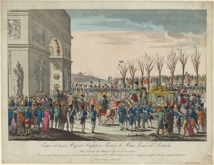 Framed Print : The wedding procession of Napoleon and Marie-Louise along the Champs Elysees