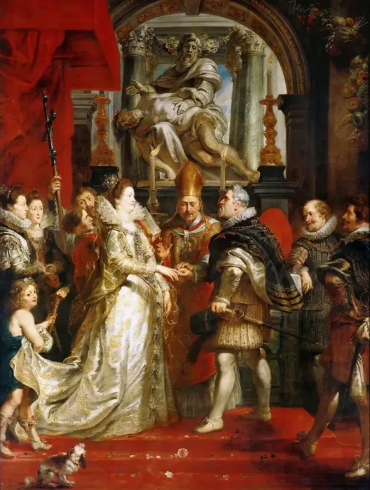 Framed Print : The Wedding by Proxy of Marie de Medici to King Henry IV (The Marie de Medici Cycle). Artist: Rubens, Pieter Paul (1577-1640) Framed Print : The Wedding by Proxy of Marie de Medici to King Henry IV (The Marie de Medici Cycle). Artist: Rubens, Pieter Paul (1577-1640)