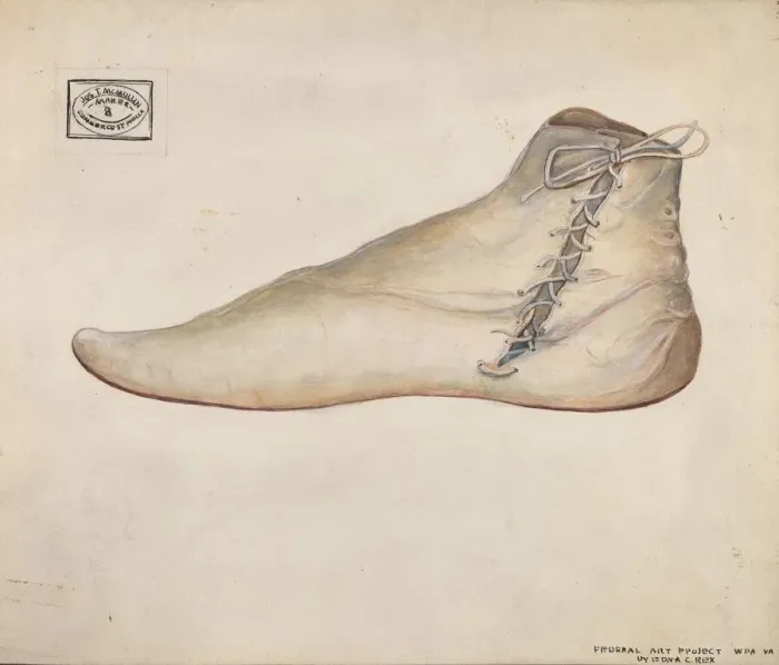 Framed Print : Wedding Shoe, c. 1937. Creator: Edna C. Rex Framed Print : Wedding Shoe, c. 1937. Creator: Edna C. Rex