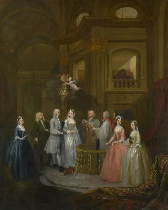 Framed Print : The Wedding of Stephen Beckingham and Mary Cox, 1729. Creator: William Hogarth Framed Print : The Wedding of Stephen Beckingham and Mary Cox, 1729. Creator: William Hogarth
