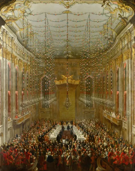 Framed Print : Wedding Supper in the Redoute Hall of the Vienna Hofburg, 1760, 1763