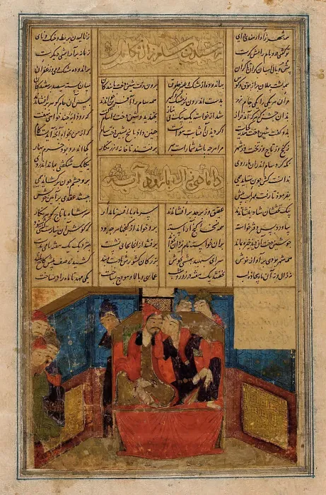 Framed Print : The Wedding of Zal and Rudaba, page from a manuscript of the Shahnama... between 1425 and 1450. Creators: Unknown, Ferdowsi Framed Print : The Wedding of Zal and Rudaba, page from a manuscript of the Shahnama... between 1425 and 1450. Creators: Unknown, Ferdowsi