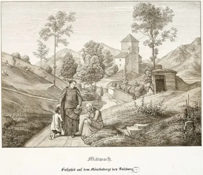 Framed Print : Wednesday: Footpath on the Mönchsberg Near Salzburg, 1823. Creator: Ferdinand Olivier Framed Print : Wednesday: Footpath on the Mönchsberg Near Salzburg, 1823. Creator: Ferdinand Olivier
