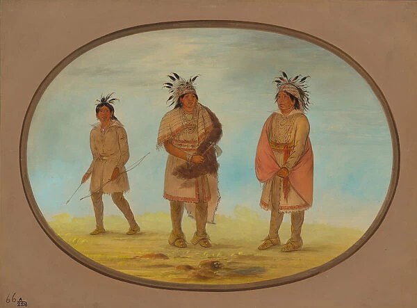 Two Weeah Warriors and a Woman, 1861 / 1869. Creator: George Catlin