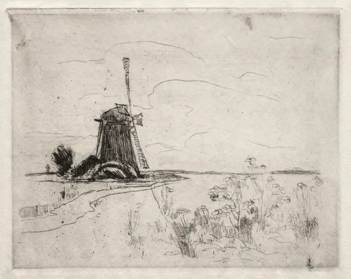 Framed Print : Mill and Weeds, Holland. Creator: John Henry Twachtman (American, 1853-1902) Framed Print : Mill and Weeds, Holland. Creator: John Henry Twachtman (American, 1853-1902)