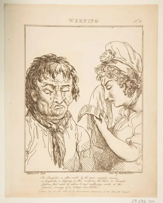 Framed Print : Weeping (Le Brun Travested, or Caricatures of the Passions), January 21, 1800 Framed Print : Weeping (Le Brun Travested, or Caricatures of the Passions), January 21, 1800