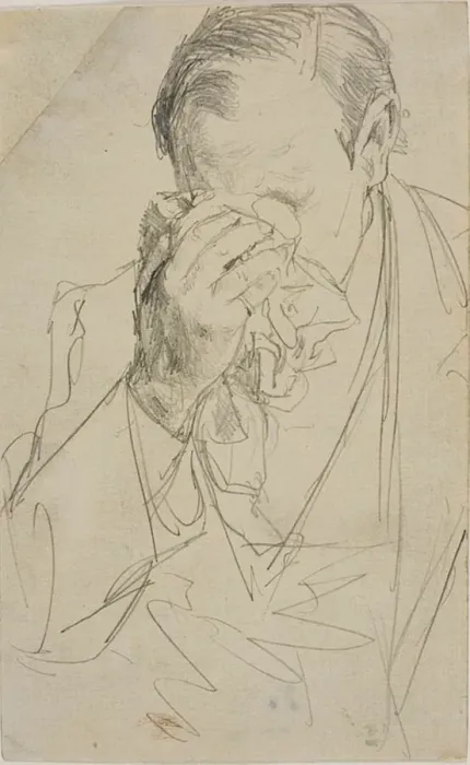 Framed Print : Weeping Man, 1850 / 59. Creator: Adolph Menzel Framed Print : Weeping Man, 1850 / 59. Creator: Adolph Menzel