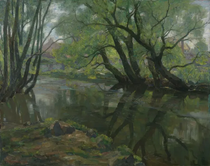 Framed Print : Weeping Willows by Akerselven, 1907. Creator: Thorolf Holmboe Framed Print : Weeping Willows by Akerselven, 1907. Creator: Thorolf Holmboe