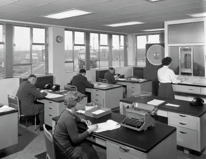 Framed Print : Weighbridge office scene, Spillers foods, Gainsborough, Lincolnshire, 1961. Artist Framed Print : Weighbridge office scene, Spillers foods, Gainsborough, Lincolnshire, 1961. Artist