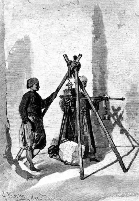 Framed Print : Weighing of the Blocks of Stone, Egypt, 1880. Artist: R Brandamour Framed Print : Weighing of the Blocks of Stone, Egypt, 1880. Artist: R Brandamour