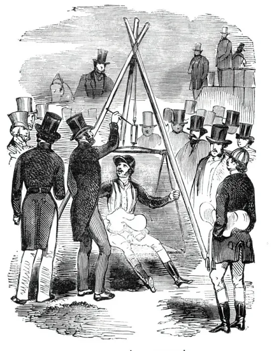 Framed Print : Weighing on the ground, 1844. Creator: Unknown Framed Print : Weighing on the ground, 1844. Creator: Unknown
