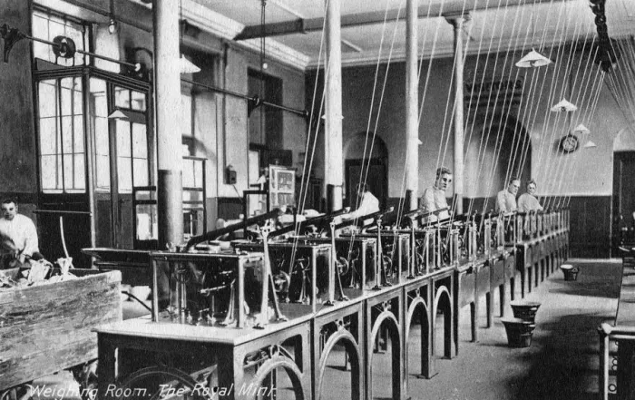 Framed Print : The Weighing Room, the Royal Mint, Tower Hill, London, 20th century Framed Print : The Weighing Room, the Royal Mint, Tower Hill, London, 20th century