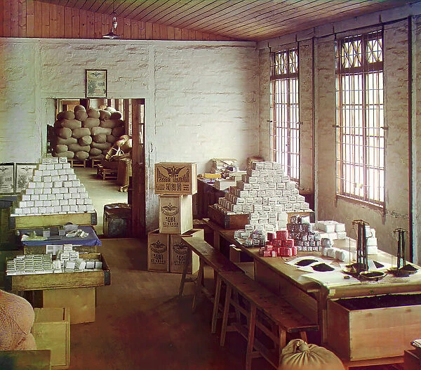 Weighing section [Chakva tea factory], between 1905 and 1915. Creator: Sergey Mikhaylovich Prokudin-Gorsky