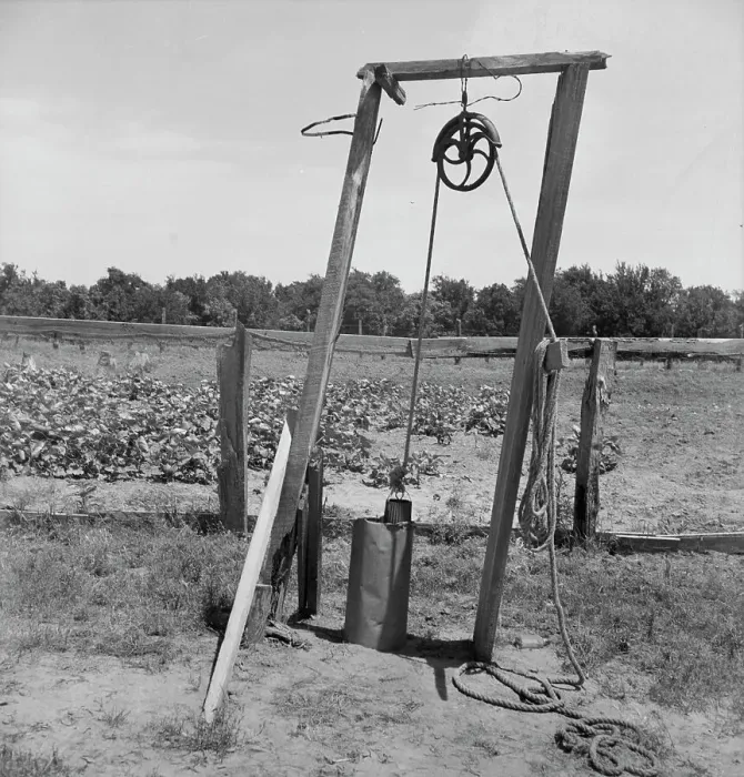 Framed Print : Well, Center County, Oklahoma, belonging to tenant farmer, 1937. Creator: Dorothea Lange Framed Print : Well, Center County, Oklahoma, belonging to tenant farmer, 1937. Creator: Dorothea Lange