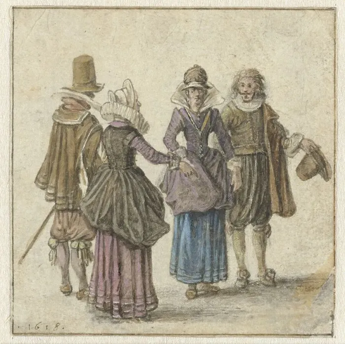 Framed Print : Two Well-dressed Couples, 1618. Creator: Adriaen van de Venne Framed Print : Two Well-dressed Couples, 1618. Creator: Adriaen van de Venne