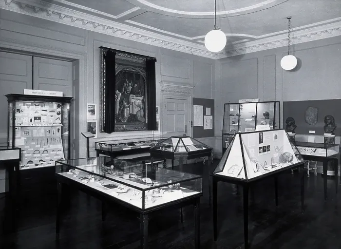 Framed Print : The Wellcome Historical Medical Museum, 28 Portman Square, London: an exhibition on prehis... 1951. Creator: Unknown Framed Print : The Wellcome Historical Medical Museum, 28 Portman Square, London: an exhibition on prehis... 1951. Creator: Unknown